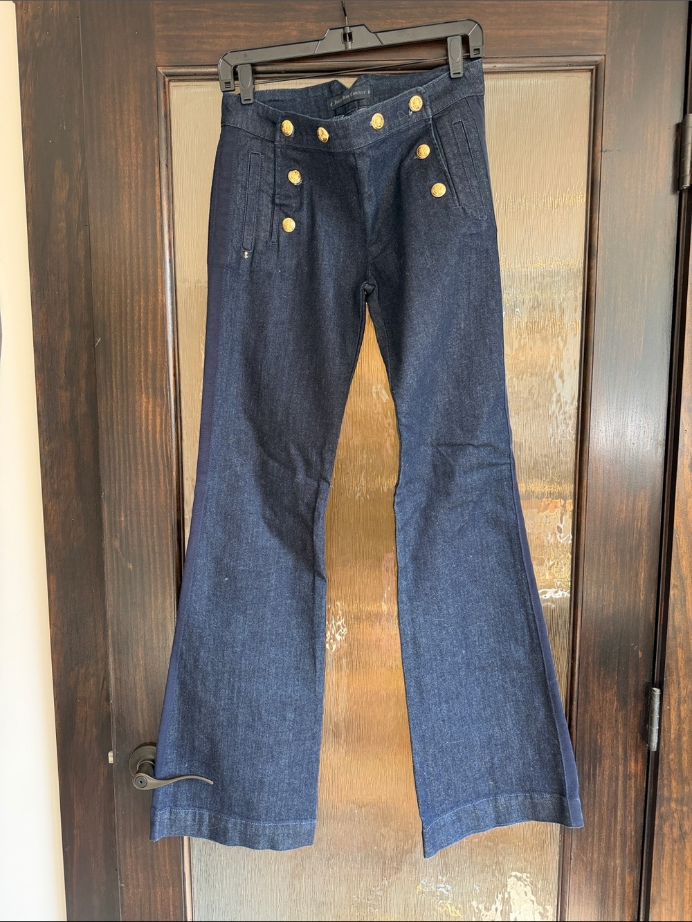 Juicy Couture Navy Flare Jeans with Gold Buttons